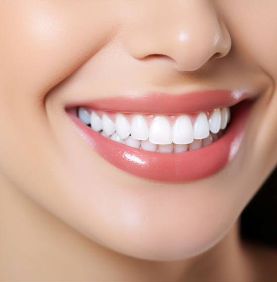 Close-up of woman’s perfect teeth