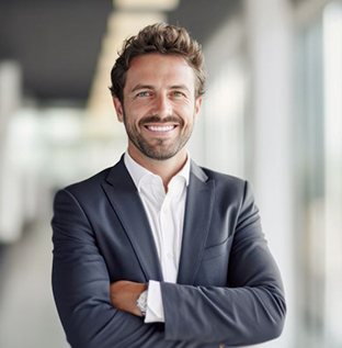 Confident, professional smiling businessman