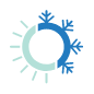 Animated snowflake and sun representing heat and cold sensitivity