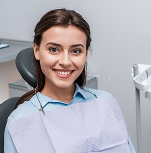 Female dental patient with dental implants in Kittanning, PA